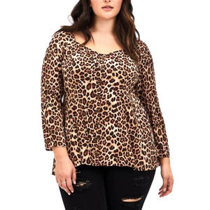Torrid Fit And Flare Stretch Challis Button Top Womens 2X Long Sleeves Leopard